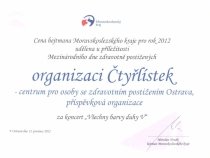 Cena hejtmana Moravskoslezského kraje – čtvrtek 13. prosince 2012